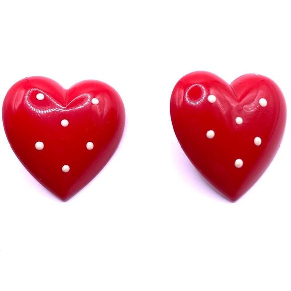 𝅺VINTAGE Red Heart Earrings - Picture 2 of 6